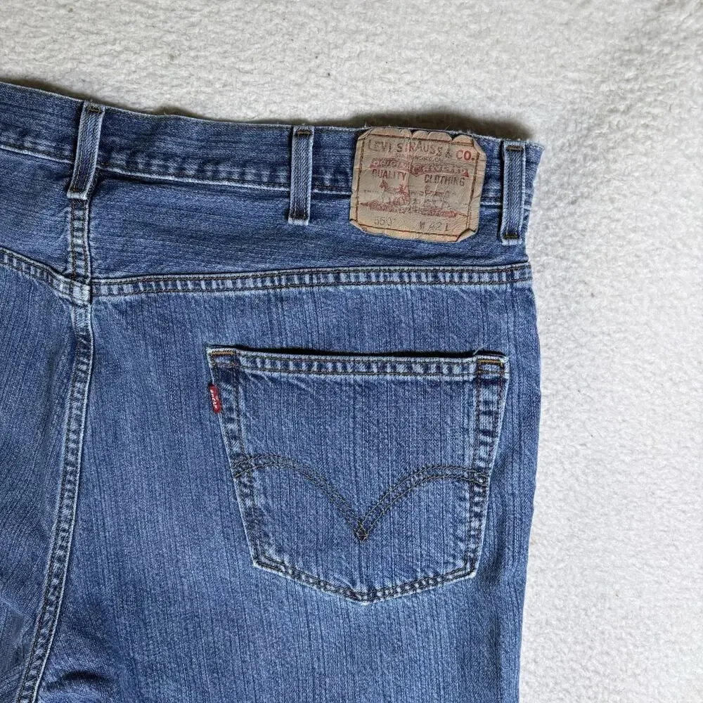Vintage Levis Shorts Mens 42 Jorts Blue Denim 505 Straight Fit Medium Wash Y2K
